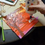 Karen's beautiful, vibrant painting in progress